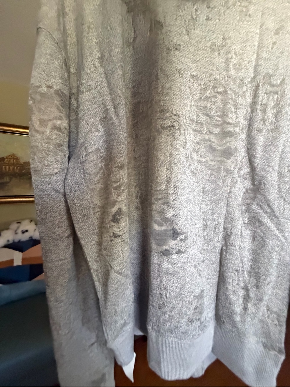 IRO Light Gray Zip-Front Knit Hoodie